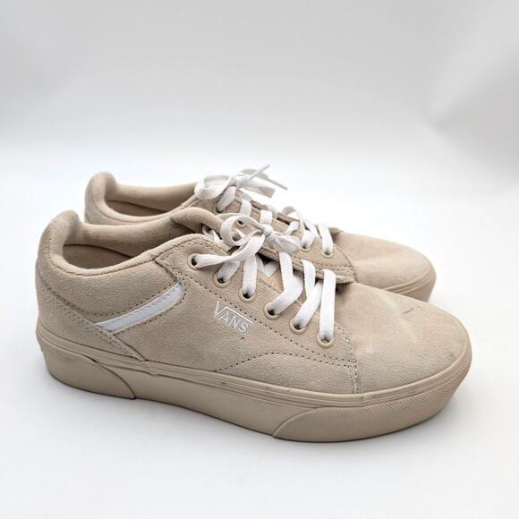 Vans Seldan Platform Sneaker Shoes Round Toe Women's Beige Suede Size US8 EU38.5 - Picture 4 of 13
